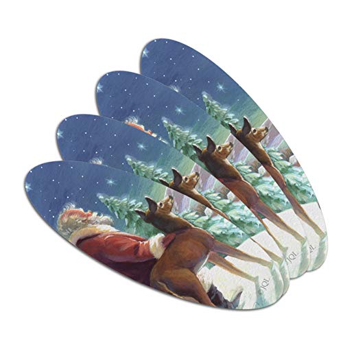 Christmas Holiday Silent Night Santa Claus Double-Sided Oval Nail File Emery Board Set 4 Pack