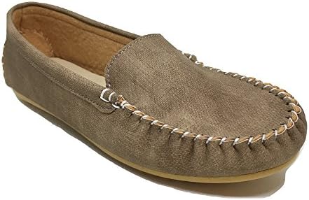 MADAME CHLOE Women's Cushioned Soft Comfort Slip on Flat (6.5 B(M) US, Hazelnut Denim)