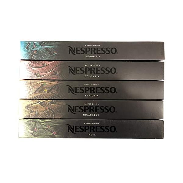 Nespresso OriginalLine Master Origin Variety Pack: Kolumbien, Äthiopien, Indien, Indonesien, Nicaragua, 50 Kapseln…