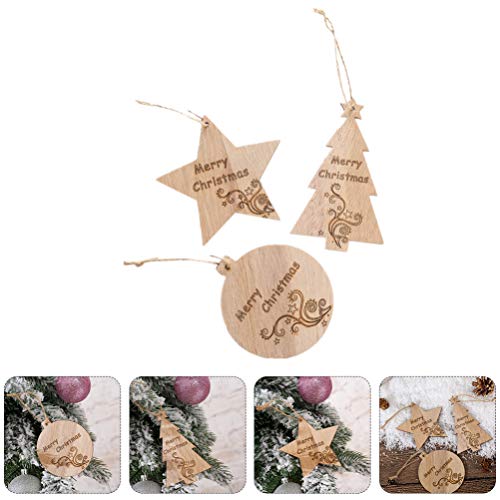 Toddmomy Kerstversiering Set Kerstster Bloemen Strik Zuurstok Houten Uitsparingen Sneeuwvlok Klokken Ornamenten Voor Kerstboom Krans Decor 123 Stuks - Afbeelding 8