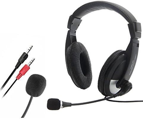 CableVantage Skype Over Ear Headphones with Microphone, Hi-Fi Stereo Foldable Headset with Volume Control, Lightweight Adjustable Wired Headphone for iPhone iPod Laptop PC Computer