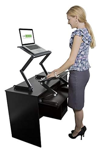 Workez Standing Desk Converter For Laptops Ergonomic Adjustable Height Sit To Stand Up Desktop Stand Riser Topper Small Lightweight Portable Aluminum Computer Macbook Negative Tilt Keyboard Tray Black In Kenya Whizz Monitor