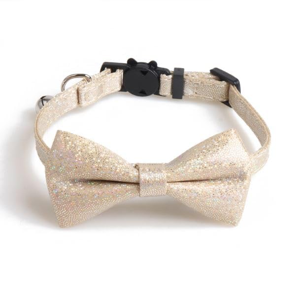 Bowtie Cat Collars with Bell | Safe Quick Release Breakaway Buckle | ZACAL Cat Collars (Gold Sparkle Glitter) — image 1