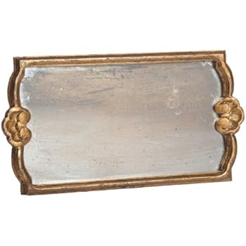 Abigails Rectangle Mirror Decorative Tray, Medium, Gold Antiqued