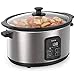 hOmeLabs 6 Quart Programmable Slow Cooker - Stainless Steel Exterior, Removable Non-Stick Crock and 10-Hour Timer with Auto Shut-Off