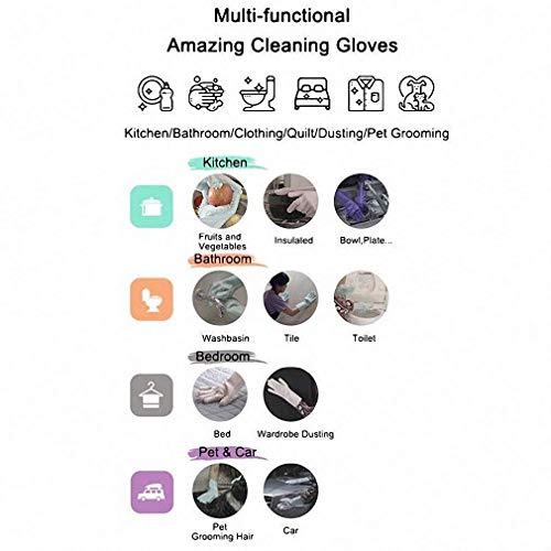 Magic Silicone Gloves wash Scrubber Gloves Reusable Cleaning Brush Gloves Heat Resistant Scrub Rubber Glove for Dish Washing Cleaning Kitchen Household Washing The Car Pet Hair Care (Green)