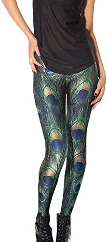 Ajclub Women's 3D Digital Print Camouflage Elastic Tights Leggings (Free Size, Green Peacock)