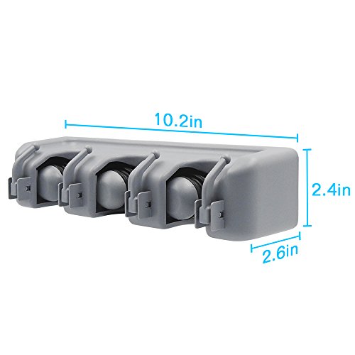 Digital Ant Mop and Broom Holder, Wall Mounted Garden Tool Storage Tool Rack Storage & Organization for Your Home, Closet, Garage and Shed (3 Positions with 4 Hooks)