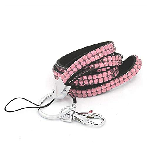 SUPERTOOL Lanyard Strap, Bling Diamante Rhinestone (Breakaway) Lanyards, for ID Card & Key Badge Holder, Phone Cases, USB Holder, Memory Stick Holder, 8 Colours (1 Pack, Pink)