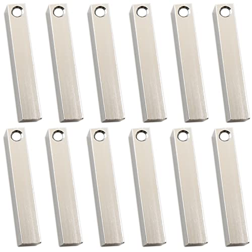 ABBECIAO 12PCS Aluminum 3D Rectangle Stamping Blanks - 1 1/2