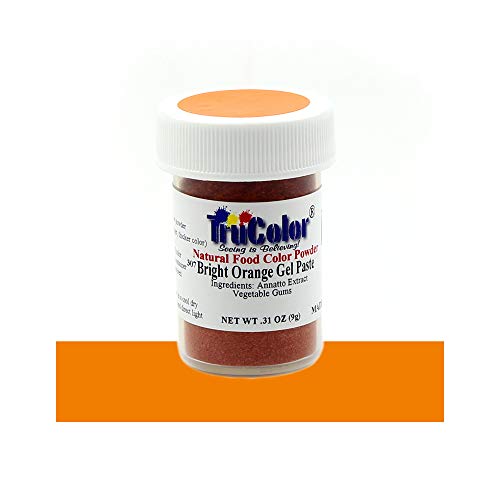 TruColor Bright Orange Natural Gel Paste Powder Food Coloring, 9 Grams