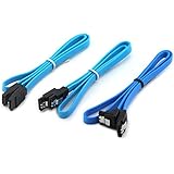 ZRM&amp;E 3-Pack Blue SATA 3.0 Cable with Locking Latch High Speed SATA III Flat Data Cord for Hard Drive HDD SSD (1 x Straight To Right Angle + 2 x Straight To Straight)