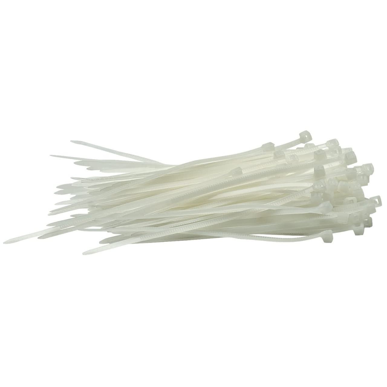Draper 100 Piece Cable Ties Wraps | 100mm White Zip Ties | Heavy Duty Nylon Cable Wire Management | 70390