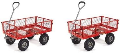 Gorilla Carts GOR800-COM Steel Utility Cart with Removable Sides, 800-lbs. Capacity, Red (2-(Pack))