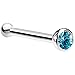 Body Candy Stainless Steel 1.7mm Green Blue Nose Stud Bone Created with Crystal 20 Gauge 1/4