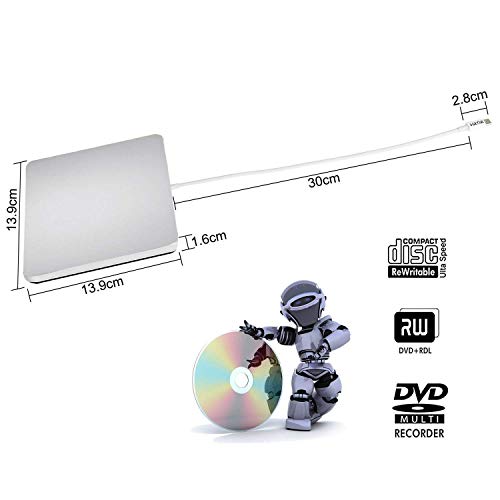 External DVD CD Drive USB3.0 VikTck USB C Super Drive External DVD CD+/-RW Burner Writer Optical Drive Compatible for with Mac/MacBook Pro/Air/iMac/Laptop/Desktop PC/Windows 7/8.1/10 (Silver)