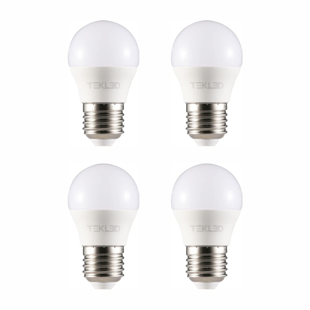 TEKLED® G45 Golf Ball DIMMABLE LED Bulbs | E27 Edison Screw | Energy Saving 5W Light Bulb 40W Incandescent Bulb Equivalent | 2700K 400LM | 4-Pack | Warm White