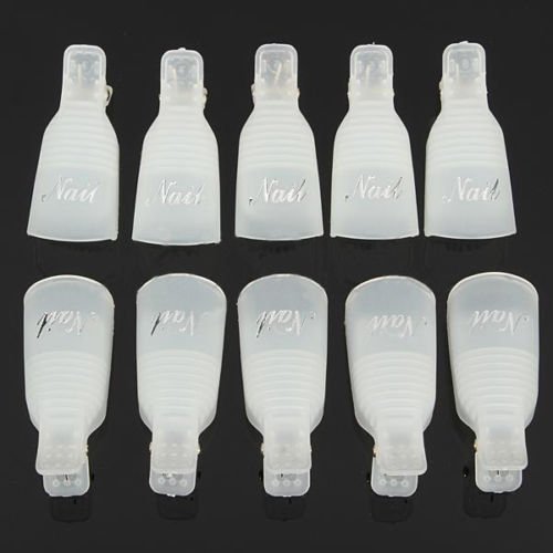 Signstek Professional 20pcs Durable Resuable Salon DIY Plastic Gel Nail Art Polish Soak Off Remover Wrap Cleaner Clip Cap Tool "Purple White" - Thumbnail 2