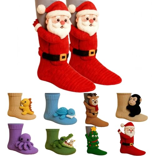 Animal Socks Women Teenage Girl, Warm And Soft Novelty 3D Knit Funny Sloth Animal Hugging Socks Assorted Colours-Animal Themed Cute Patterns Thick Warm Knitting Thermal For Women Christmas Birthday
