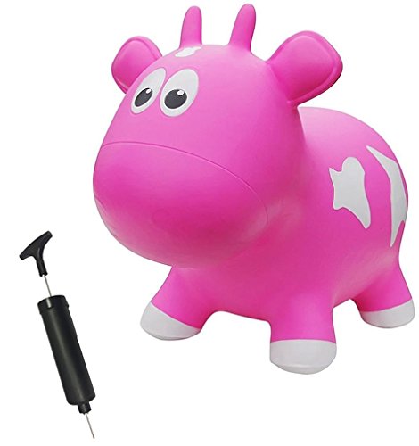 Farm Hoppers Award Winning Inflatable Bouncing Pink Cow Plus Pump