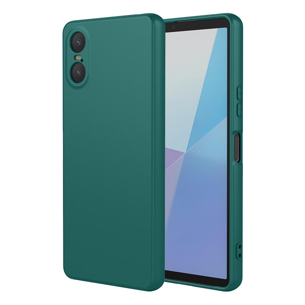 SEAHAI Case for Sony Xperia 10 VI, Ultra Thin Silky-Soft Touch Liquid Silicone Phone Cover with Shockproof Airbag Design, Premium TPU Bumper Fashion Case - Dark Green