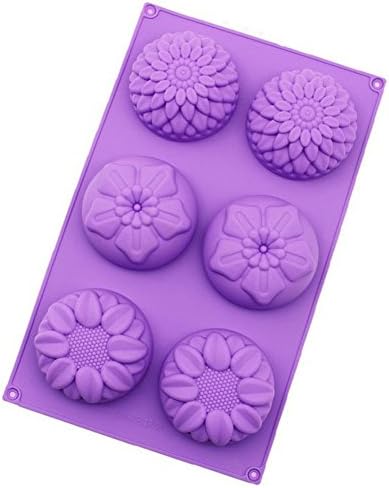 Kakasogo 6 Cavity Mix Flower shapes Silicone Mold for Cake Chocolate Bath Bombs Soap Muffin Pudding Pan Biscuit DIY Handmade Mild Making Mould with a Barchelorette Party Mold as gift