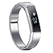 V-Moro Jewelry Bangle for Fitbit Alta and Alta HR, M/L One-size 6.1-6.85 inch Metal 316L Stainless Steel Bracelet Bands Unadjustable (Silver)