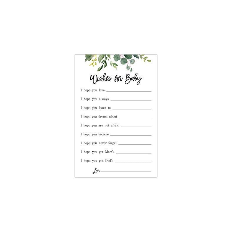 InvitationHouse 48 cnt Green Eucalyptus Leaves Baby Wish Cards