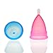 Menstrual Cup Soft Silicone Set - Best Feminine Reusable Period Moon Cups Starter Kit of 2 PCS With Bag - Alternative to Sanitary Napkins instead softcup - Blue Pink Combination Size (Small)