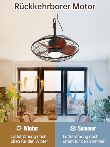 Sofucor IP65 Waterproof Ceiling Fan with LED Light, 3CCT, Remote Control, 6 Speed, Timer, Silent Ceiling Fan Lamp, 51 cm for Outdoors, Living Room