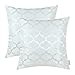 CaliTime Pack of 2 Cushion Covers Throw Pillow Cases Shells for Home Sofa Couch Modern Shining & Dull Contrast Quatrefoil Accent Geometric 20 X 20 Inches White