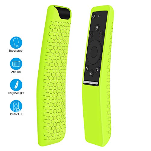 Silicone Protecitve Case Cover Holder Compatible for Samsung Smart TV Remote Controller of BN59 Series,Remote Control Skin Sleeve Protector Accessories – Light Weight[Anti-Lost] Soft Yellow Green