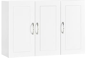 SoBuy 3-Door Bathroom Wall Cabinet - Medicine Cabinet with Adjustable Shelves Over Toilet Storage Cupboard Bathroom Cabinet K