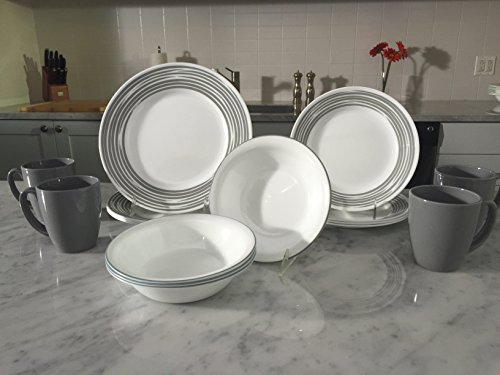 corelle boutique brushed 16 pc dinnerware set silver