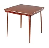 Scalloped Edge Wood Folding Card Table in Cherry Finish