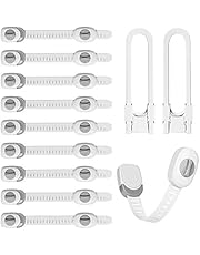 Momcozy 10PCS Baby Proofing Cabinet Strap Locks + 2PCS Child Proof U-Shaped Sliding Cabinet Locks, Child Safety Locks Set for Cabinets Drawers Refrigerators Dishwashers Toilets Knobs Handles