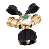 GASLAND Propane Tank Gauge, Propane Tank Splitter Adapter with Gauge, QCC1 Type1 Dual Propane Tank Gauge, LP Gas Adapter Y-Splitter Tee Grill Connector for Propane Cylinder, RV Camper, BBQ Gas Grill