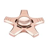 Fidget Spinner High Speed Stainless Steel Finger Spinner Bearing Hand spinners fidget Toy for Adults Kids for Relieving Stress Anxiety ADHD Focus Boredom (5 Leaves Gold)