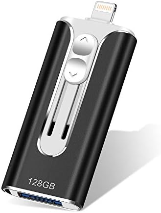 iOS Flash Drive for iPhone RMF Photo Stick 128GB Memory Stick USB 3.0flash Drive Lightning Memory Stick for iPhone iPad Android and Computers(Pink 128) (Black- 128 GB)
