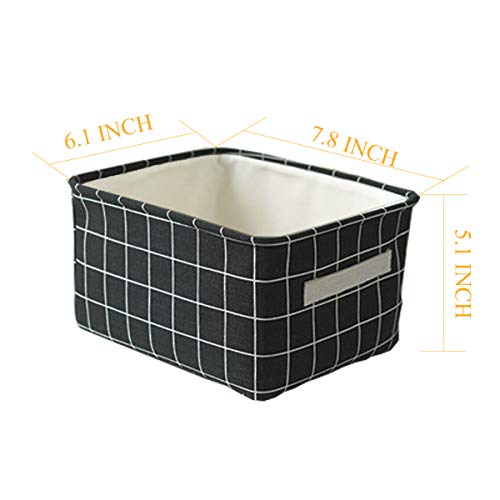 Foldable Storage Bin Basket,Foldable Fabric Storage Receive Basket with Handle Cotton Linen Blend Storage Bins for Makeup, Book, Baby Toy, 7.8 x 6.1 x 5.1 Inch (5 Count)