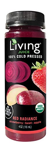 O2 Living Red Radiance Organic Juice Drink - 4oz - 8 Pack - Cold-Pressed Juice Drink with No Added Sugars or Water, Natural Sweetness from Fruits, Packed with Nutrients and Vitamins, Refreshing TasteUSDA Organic