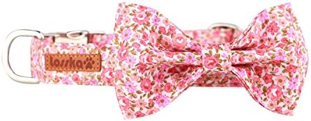 Losska Dog&Cat Collar with Bowtie-Soft Comfortable and Adjustable Collar (Floral, M)