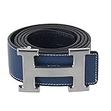 niceeshop(TM) Synthetic Cowhide Leather Belt Strap (Blue and Silver,Set of 2)