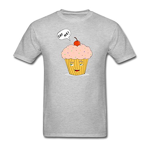 QLJYKJ Mens Eat Me Cupcake Ice Cream Crew Neck Grey T-Shrit S