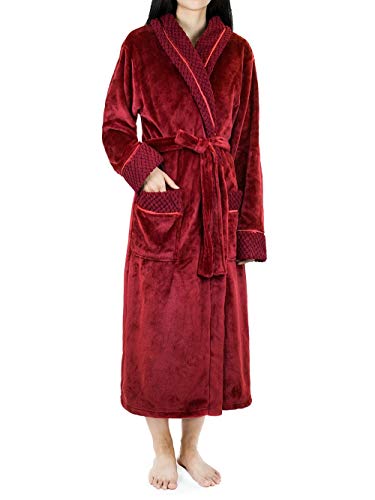 PAVILIA Soft Plush Women Fleece Robe, Cozy Warm Bathrobe, Fuzzy Female Long Spa Robe
