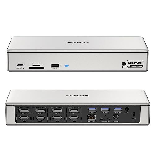 WAVLINK DisplayLink 19-in-1 USB-C/A Docking Station for Mac M1/M2, Windows Laptops and New MacBook Neo, 4 Monitors 5K/4K@60Hz, 4 HDMI + 4 DP, LAN 2.5G, 180W, 10Gbps
