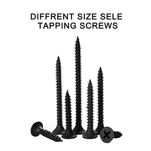 NINDEJIN Flat Head Self Tapping Screw Phillips Wood Screws Assortment Kit Set with Cross-Head Batch (282Pcs Alloy Steel) - Thumbnail 3