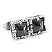 Men's Stainless Steel Stud Earrings Agate Silver Black Square Charm Elegant