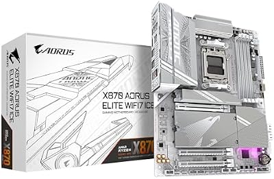 Scheda madre X870 AORUS ELITE WIFI7 ICE - Supporta CPU AMD Ryzen 9000, VRM digitale a 16+2+2 fasi, fino a 8000MHz DDR5 (OC), 3xPCIe 5.0, Wi-Fi 7, LAN 2.5GbE, USB 4