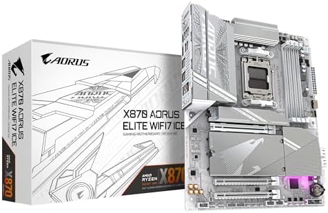 X870 A Elite WIFI7 Ice-Mainboard - Unterstützt AMD Ryzen 9000 CPUs, digitales 16+2+2 Phasen VRM, bis zu 8000MHz DDR5 (OC), 3xPCIe 5.0, Wi-Fi 7, 2.5GbE LAN, USB 4